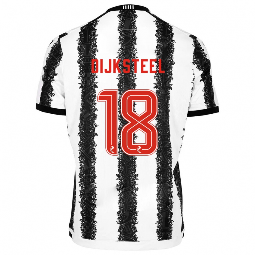 ילדים Malik Dijksteel #18 לבן שחור ג'רזי ביתית 2025/26 חולצה קצרה