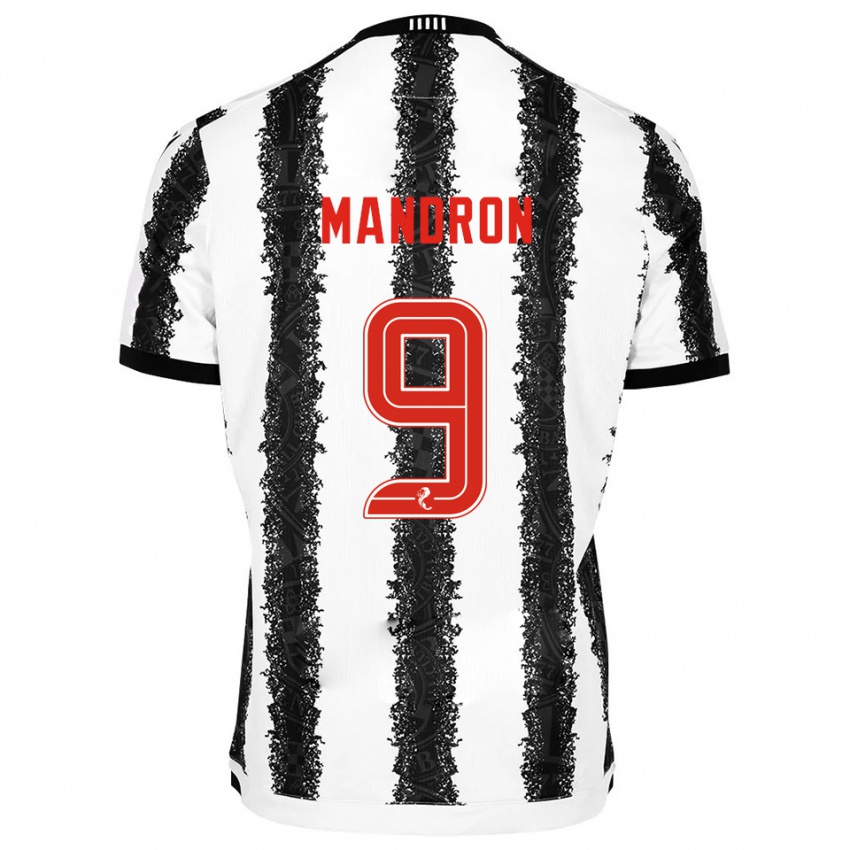 ילדים Mikael Mandron #9 לבן שחור ג'רזי ביתית 2025/26 חולצה קצרה