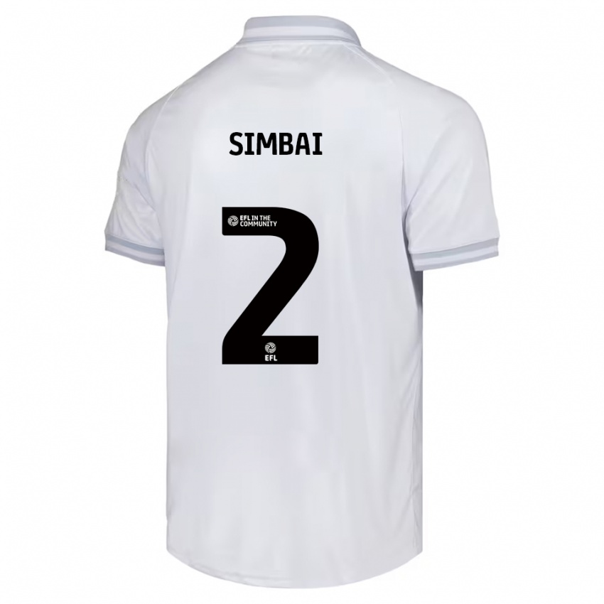 ילדים Kingston Simbai #2 לבן אפור שחור הרחק ג'רזי 2025/26 חולצה קצרה