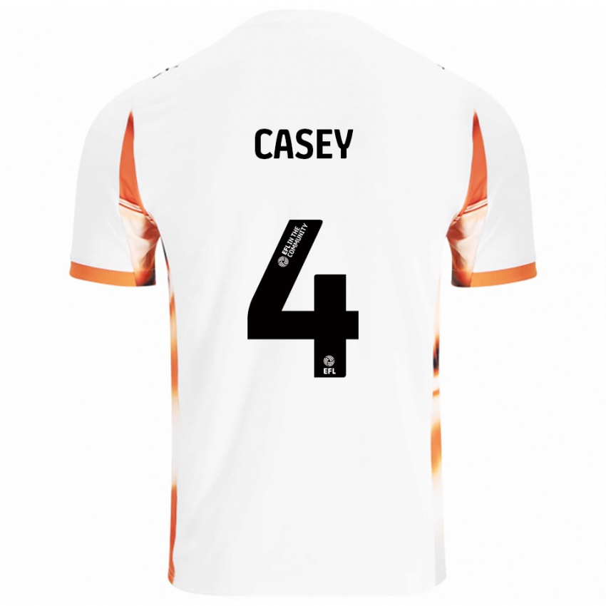 ילדים אוליבר קייסי #4 לבן כתום שחור הרחק ג'רזי 2025/26 חולצה קצרה