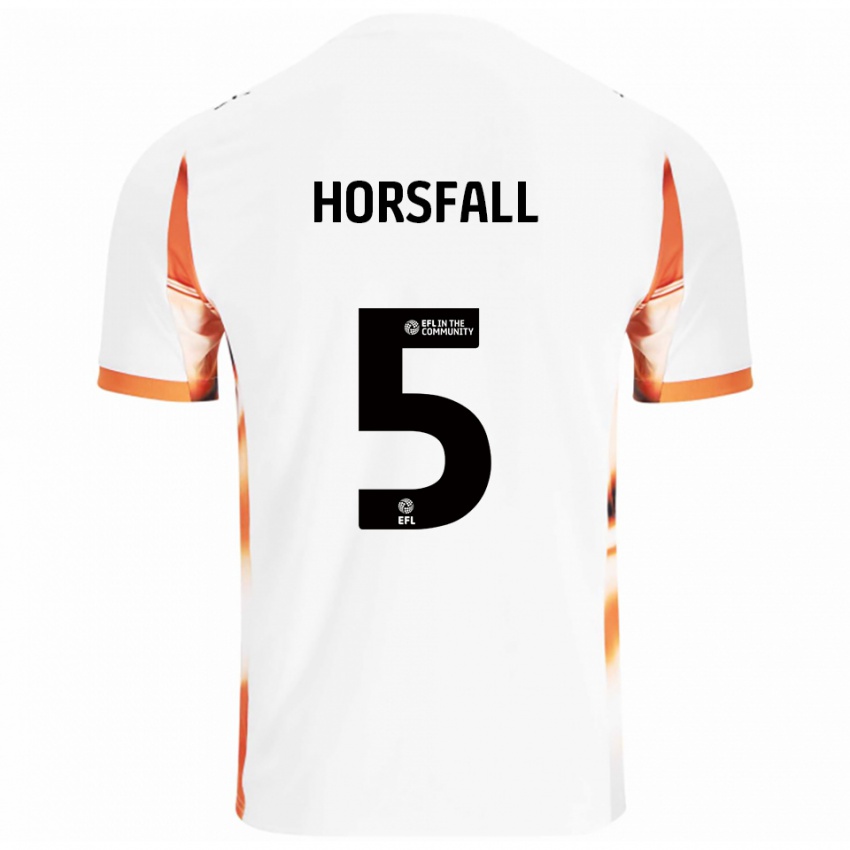 ילדים Fraser Horsfall #5 לבן כתום שחור הרחק ג'רזי 2025/26 חולצה קצרה