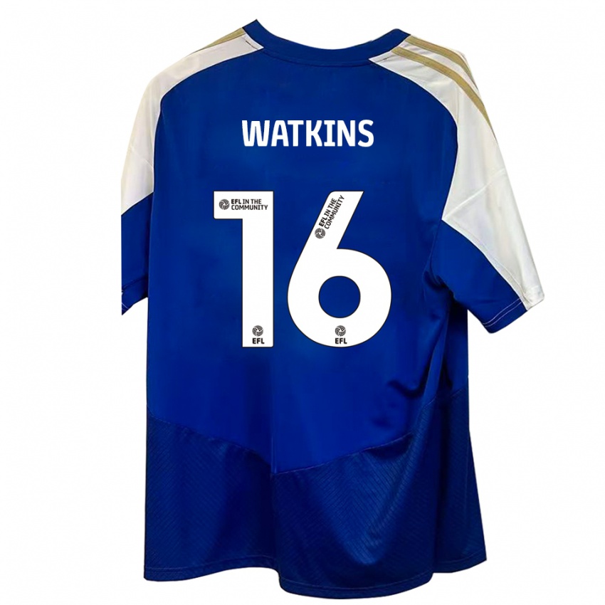 ילדים Zoe Watkins #16 כחול לבן זהב הרחק ג'רזי 2025/26 חולצה קצרה