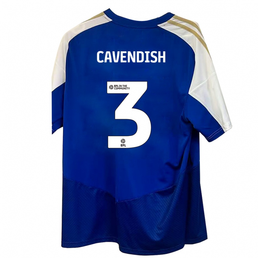 ילדים Jacca Cavendish #3 כחול לבן זהב הרחק ג'רזי 2025/26 חולצה קצרה