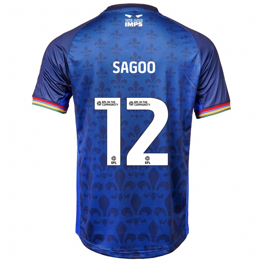 ילדים Kian Sagoo #12 כחול נייבי הרחק ג'רזי 2025/26 חולצה קצרה