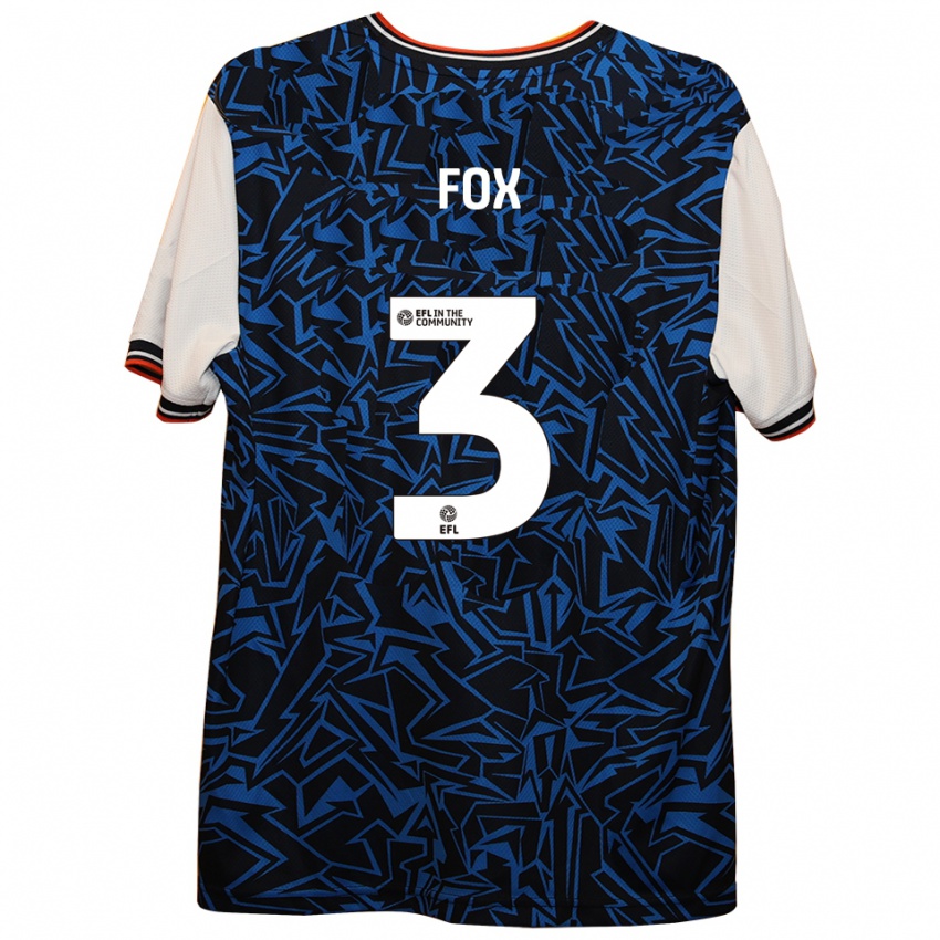 ילדים Harry Fox #3 כחול שחור לבן הרחק ג'רזי 2025/26 חולצה קצרה