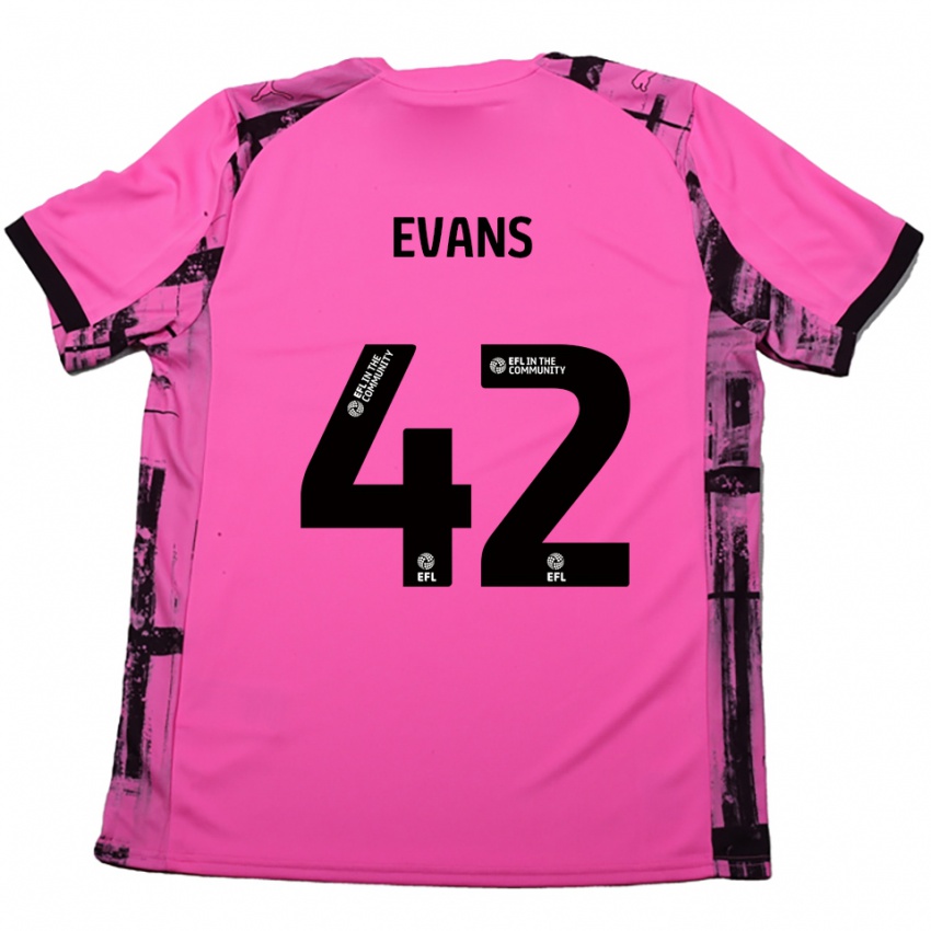 ילדים Oliver Evans #42 אדום ורד שחור הרחק ג'רזי 2025/26 חולצה קצרה