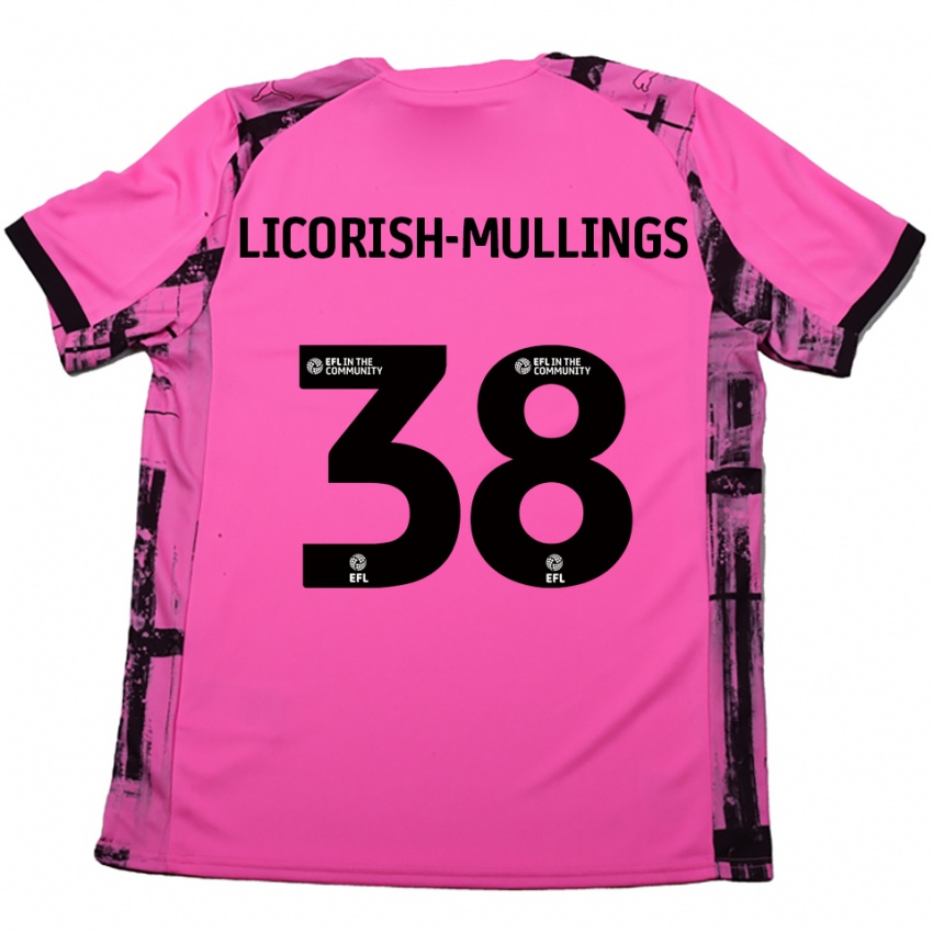 ילדים Kiantay Licorish-Mullings #38 אדום ורד שחור הרחק ג'רזי 2025/26 חולצה קצרה