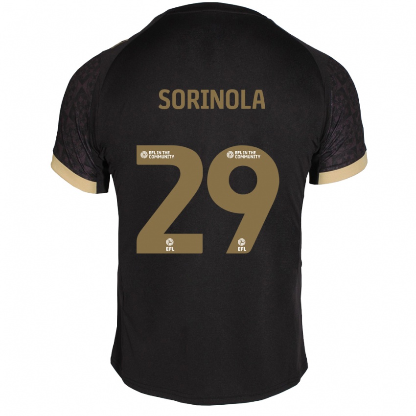 ילדים Matthew Sorinola #29 שחור זהב הרחק ג'רזי 2025/26 חולצה קצרה