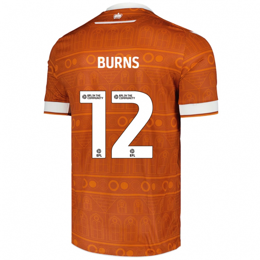 ילדים פינלי ברנס #12 כתום לבן הרחק ג'רזי 2025/26 חולצה קצרה