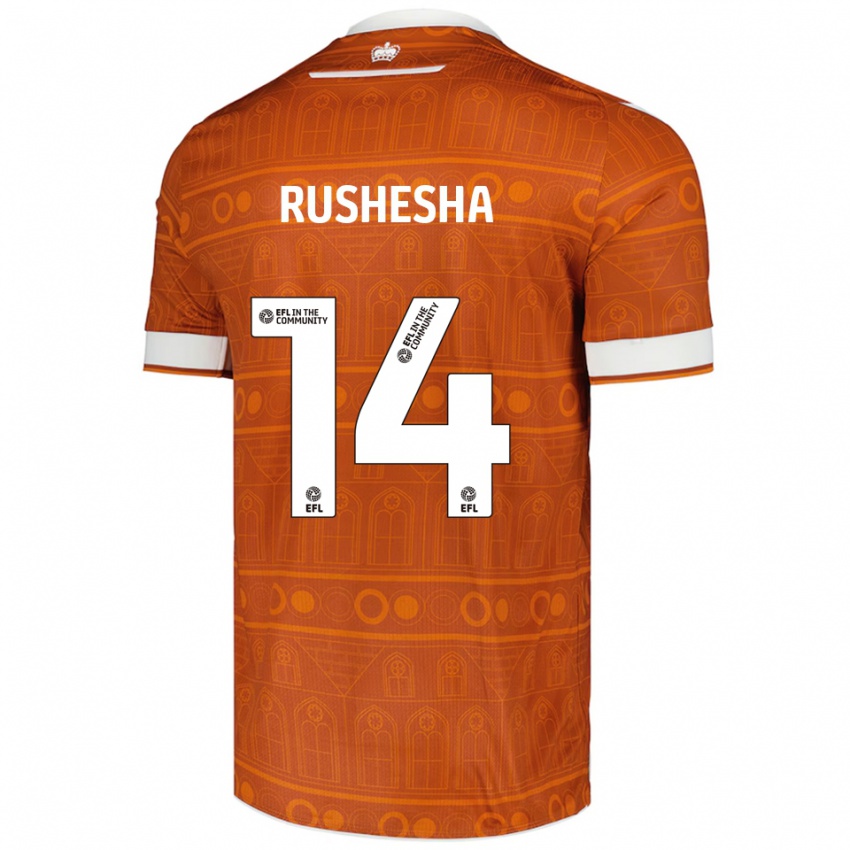 ילדים Tivonge Rushesha #14 כתום לבן הרחק ג'רזי 2025/26 חולצה קצרה