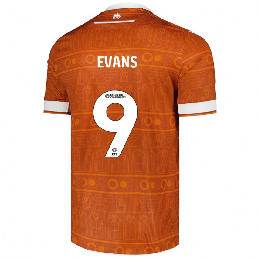 ילדים ריס אוונס #9 כתום לבן הרחק ג'רזי 2025/26 חולצה קצרה