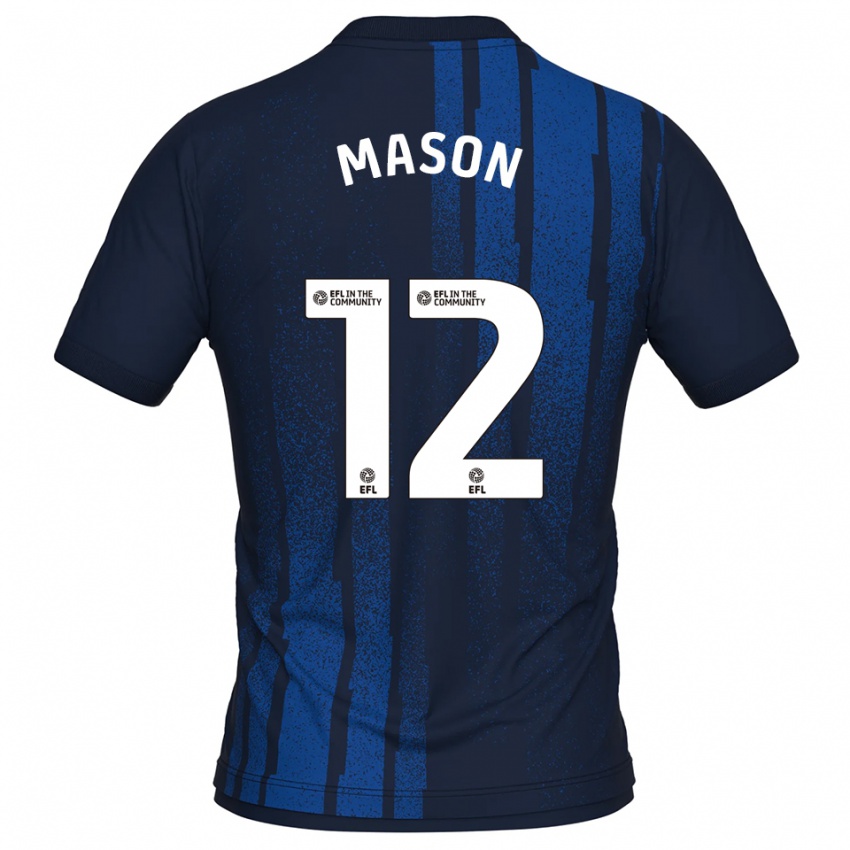 ילדים Owen Mason #12 כחול נייבי לבן הרחק ג'רזי 2025/26 חולצה קצרה