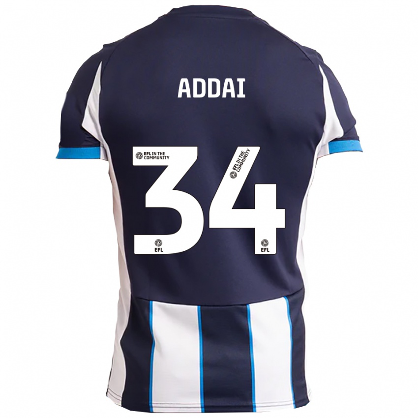 ילדים קורי אדאי #34 לבן כחול נייבי הרחק ג'רזי 2025/26 חולצה קצרה
