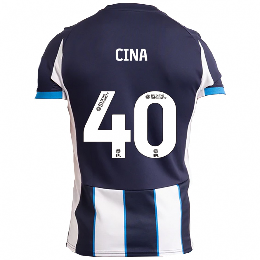 ילדים ברונו סינה #40 לבן כחול נייבי הרחק ג'רזי 2025/26 חולצה קצרה