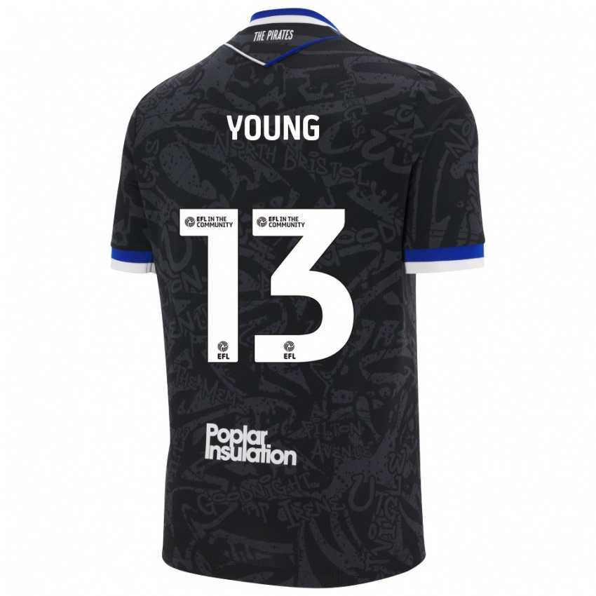 ילדים בראד יאנג #13 שחור לבן הרחק ג'רזי 2025/26 חולצה קצרה