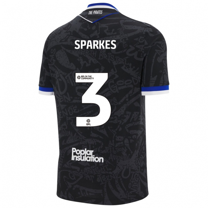 ילדים ג'ק ספארקס #3 שחור לבן הרחק ג'רזי 2025/26 חולצה קצרה