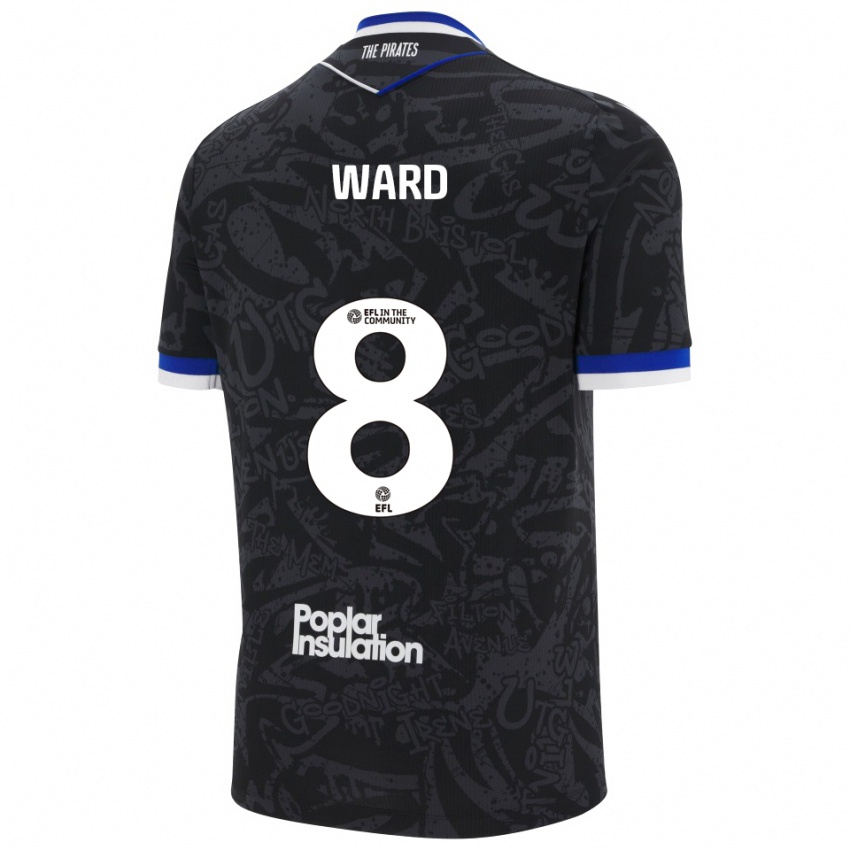 ילדים Grant Ward #8 שחור לבן הרחק ג'רזי 2025/26 חולצה קצרה