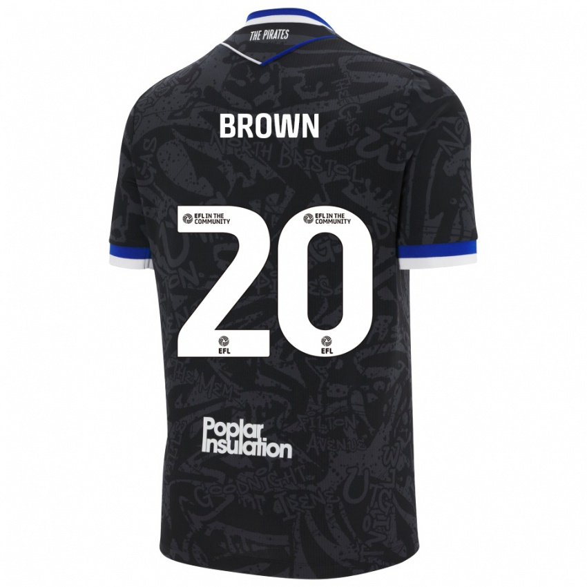 ילדים ג'באני בראון #20 שחור לבן הרחק ג'רזי 2025/26 חולצה קצרה