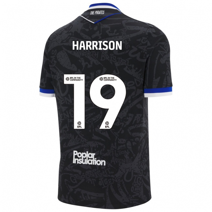 ילדים אליס הריסון #19 שחור לבן הרחק ג'רזי 2025/26 חולצה קצרה