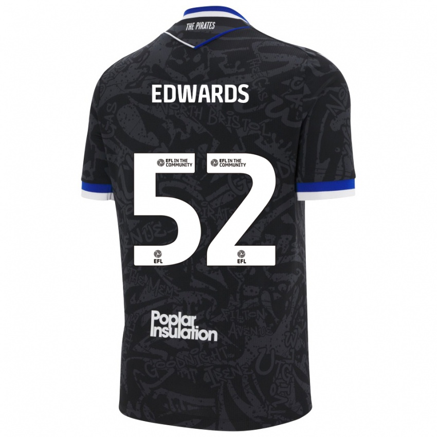 ילדים Max Edwards #52 שחור לבן הרחק ג'רזי 2025/26 חולצה קצרה