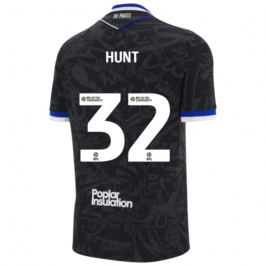 ילדים Jack Hunt #32 שחור לבן הרחק ג'רזי 2025/26 חולצה קצרה