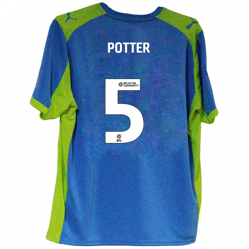 ילדים פינלי פוטר #5 תכלת צהוב הרחק ג'רזי 2025/26 חולצה קצרה