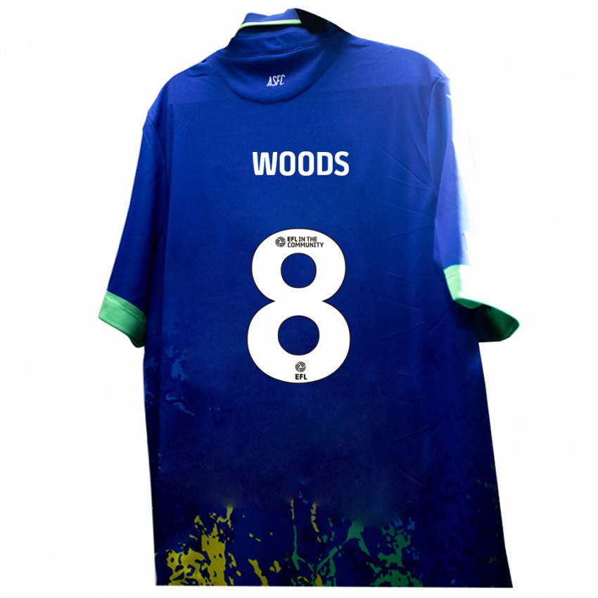 ילדים Ben Woods #8 כחול צהוב הרחק ג'רזי 2025/26 חולצה קצרה