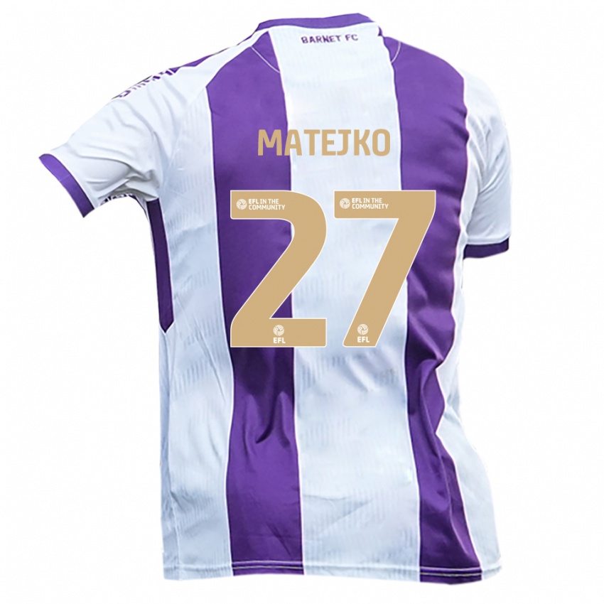 ילדים פטריק מטייקו #27 לבן סגול הרחק ג'רזי 2025/26 חולצה קצרה