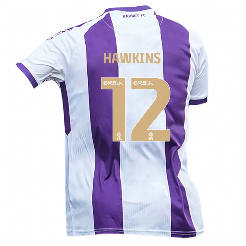 ילדים אוליבר הוקינס #12 לבן סגול הרחק ג'רזי 2025/26 חולצה קצרה