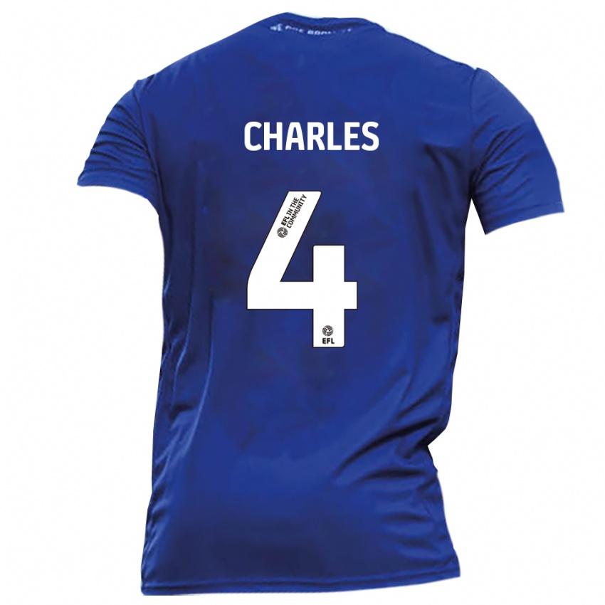 ילדים Ashley Charles #4 כחול לבן הרחק ג'רזי 2025/26 חולצה קצרה