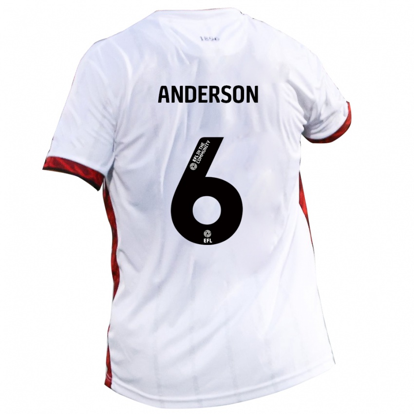 ילדים מקס אנדרסון #6 לבן אדום שחור הרחק ג'רזי 2025/26 חולצה קצרה