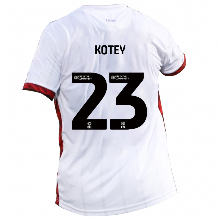 ילדים Fate Kotey #23 לבן אדום שחור הרחק ג'רזי 2025/26 חולצה קצרה