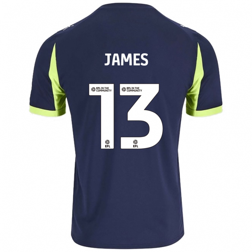 ילדים Dominic James #13 כחול נייבי ירוק זוהר הרחק ג'רזי 2025/26 חולצה קצרה