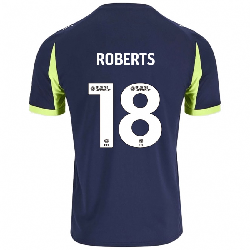 ילדים Ethan Roberts #18 כחול נייבי ירוק זוהר הרחק ג'רזי 2025/26 חולצה קצרה