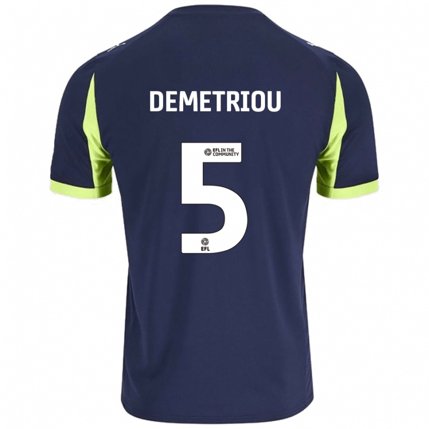 ילדים מיקי דמטריו #5 כחול נייבי ירוק זוהר הרחק ג'רזי 2025/26 חולצה קצרה