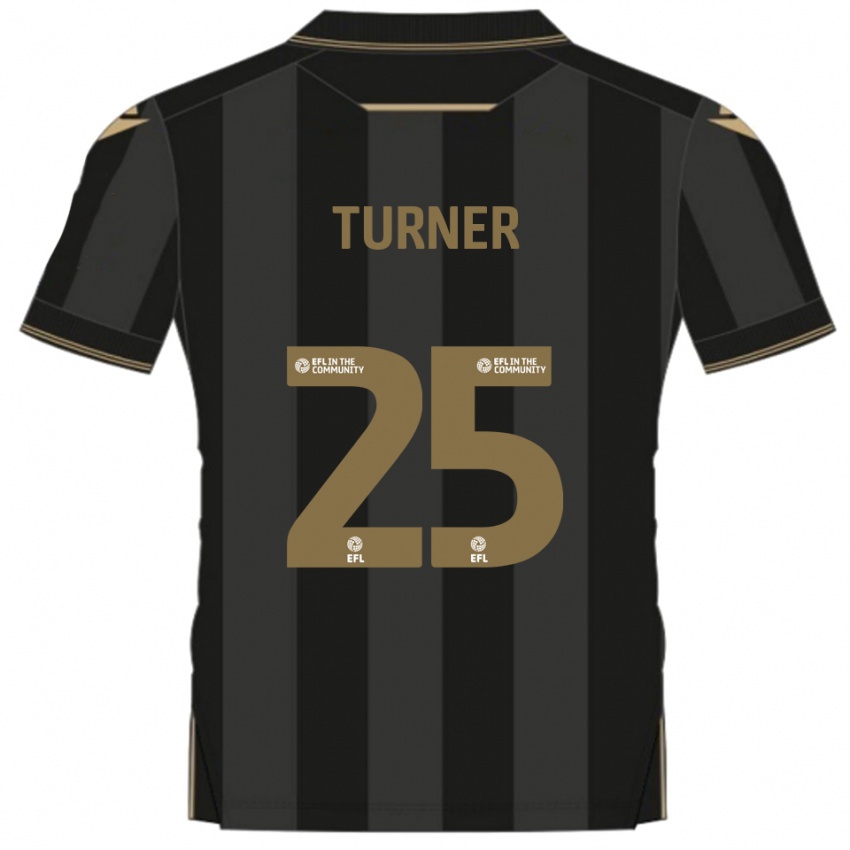 ילדים Jake Turner #25 שחור זהב הרחק ג'רזי 2025/26 חולצה קצרה