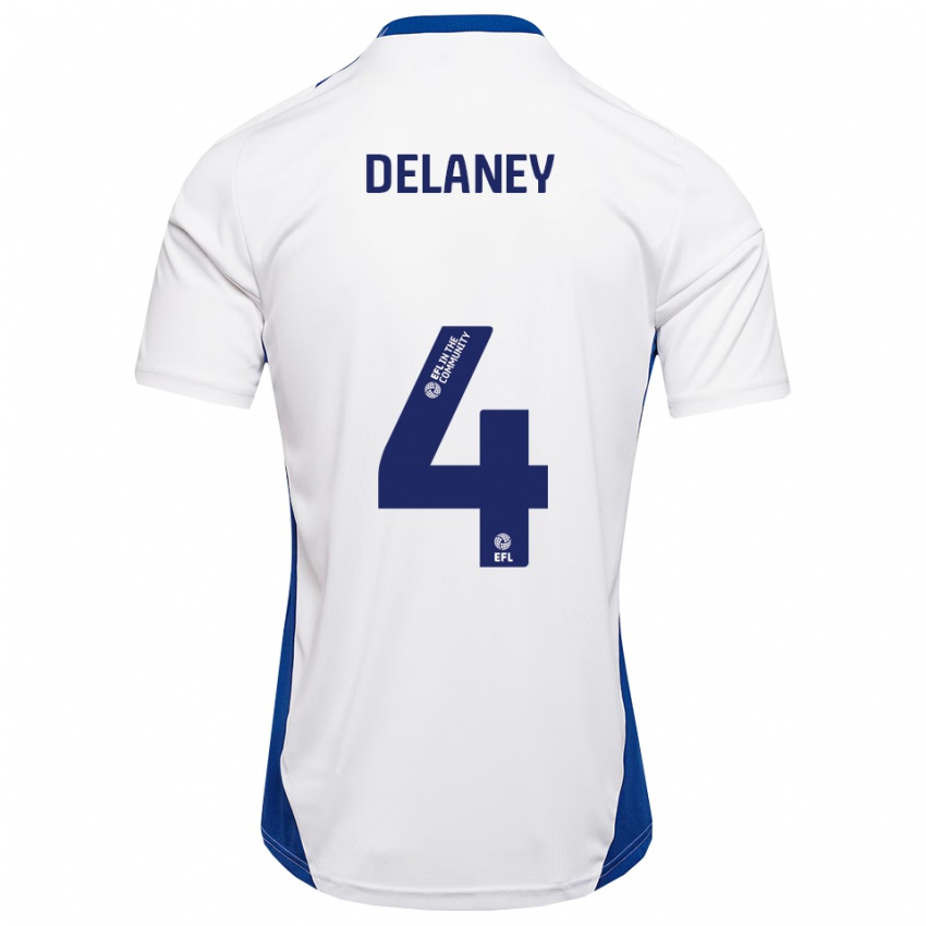ילדים Ryan Delaney #4 לבן כחול הרחק ג'רזי 2025/26 חולצה קצרה