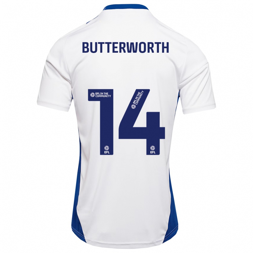 ילדים Daniel Butterworth #14 לבן כחול הרחק ג'רזי 2025/26 חולצה קצרה