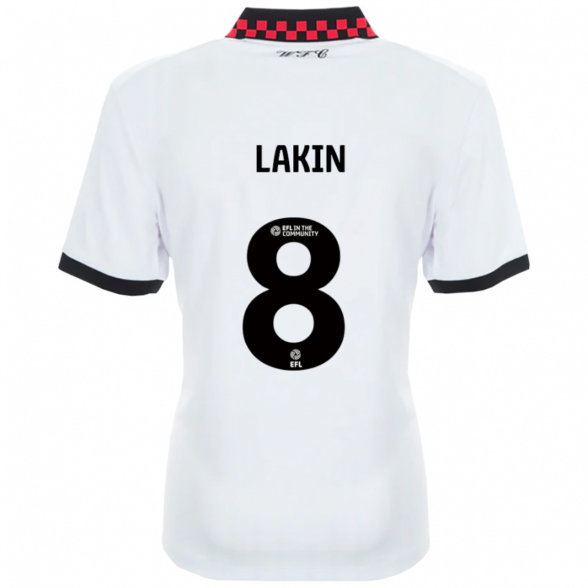 ילדים צ'ארלי לייקין #8 לבן שחור הרחק ג'רזי 2025/26 חולצה קצרה