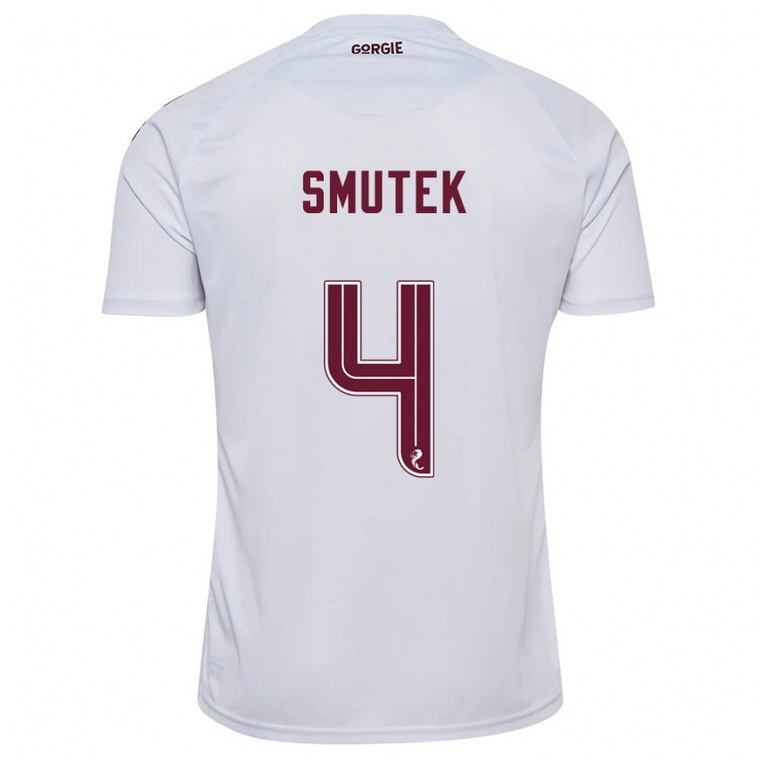 ילדים קאי סמוטק #4 לבן בורדו הרחק ג'רזי 2025/26 חולצה קצרה