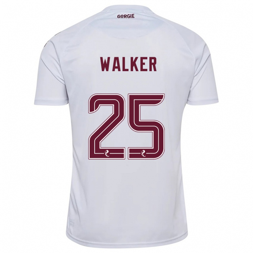 ילדים Liam Walker #25 לבן בורדו הרחק ג'רזי 2025/26 חולצה קצרה