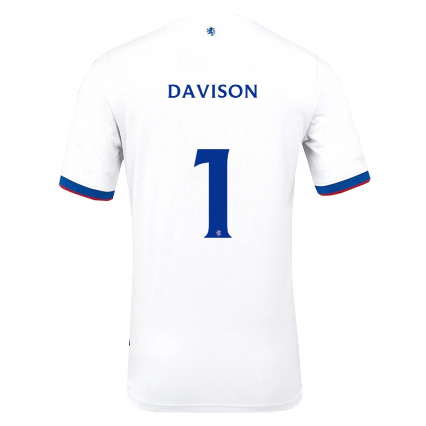 ילדים האנה דייוויסון #1 לבן אדום כחול הרחק ג'רזי 2025/26 חולצה קצרה