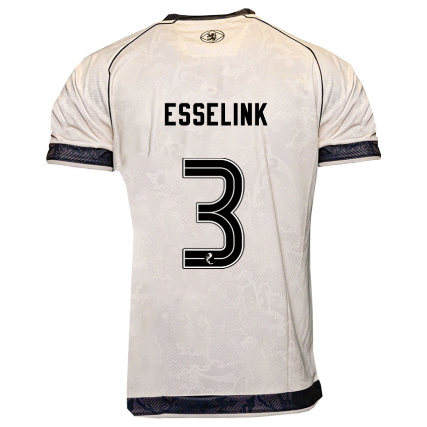 ילדים ברט אסלינק #3 לבן שחור הרחק ג'רזי 2025/26 חולצה קצרה