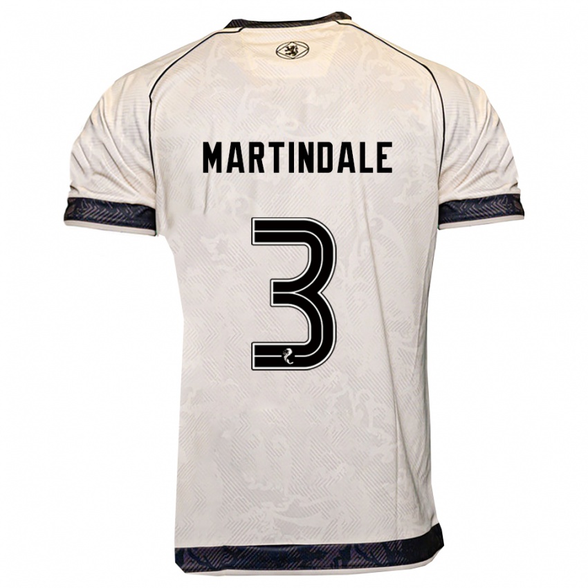 ילדים אמילי מרטינדייל #3 לבן שחור הרחק ג'רזי 2025/26 חולצה קצרה