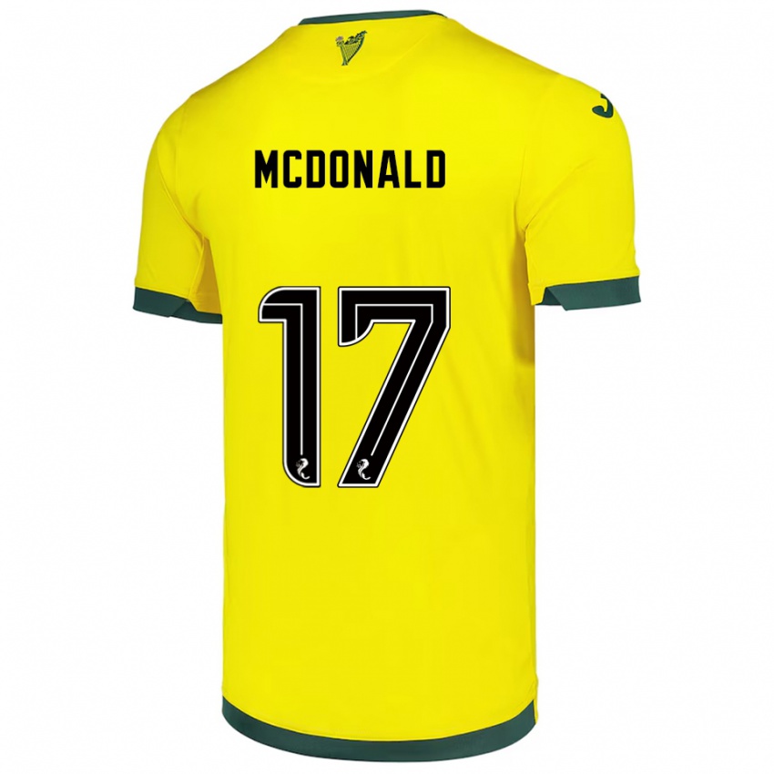 ילדים Josh Mcdonald #17 צהוב ירוק הרחק ג'רזי 2025/26 חולצה קצרה