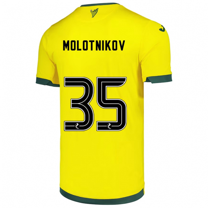 ילדים רודי מולוטניקוב #35 צהוב ירוק הרחק ג'רזי 2025/26 חולצה קצרה