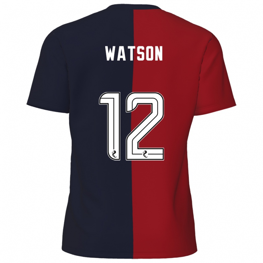 ילדים David Watson #12 אדום כחול נייבי הרחק ג'רזי 2025/26 חולצה קצרה