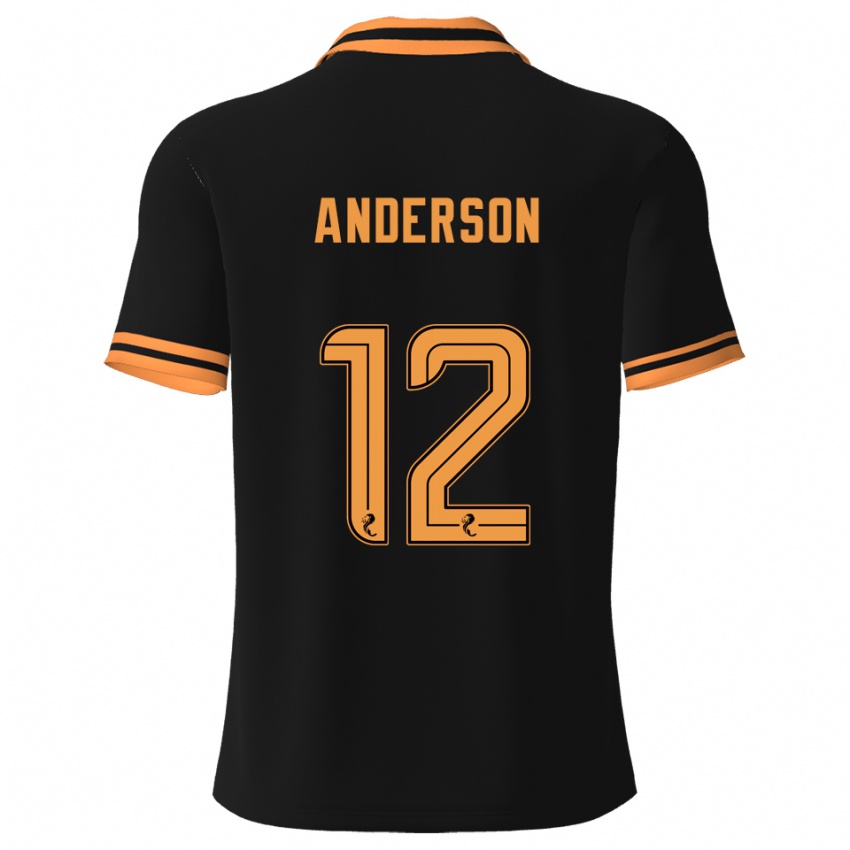 ילדים Rhys Anderson #12 שחור צהוב הרחק ג'רזי 2025/26 חולצה קצרה