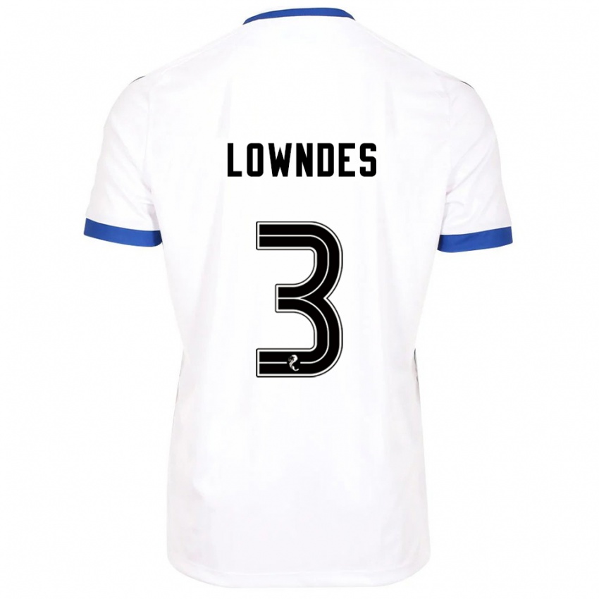 ילדים Thomas Lowndes #3 לבן כחול הרחק ג'רזי 2025/26 חולצה קצרה