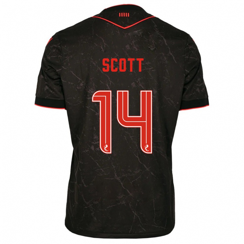 ילדים James Scott #14 שחור אדום הרחק ג'רזי 2025/26 חולצה קצרה